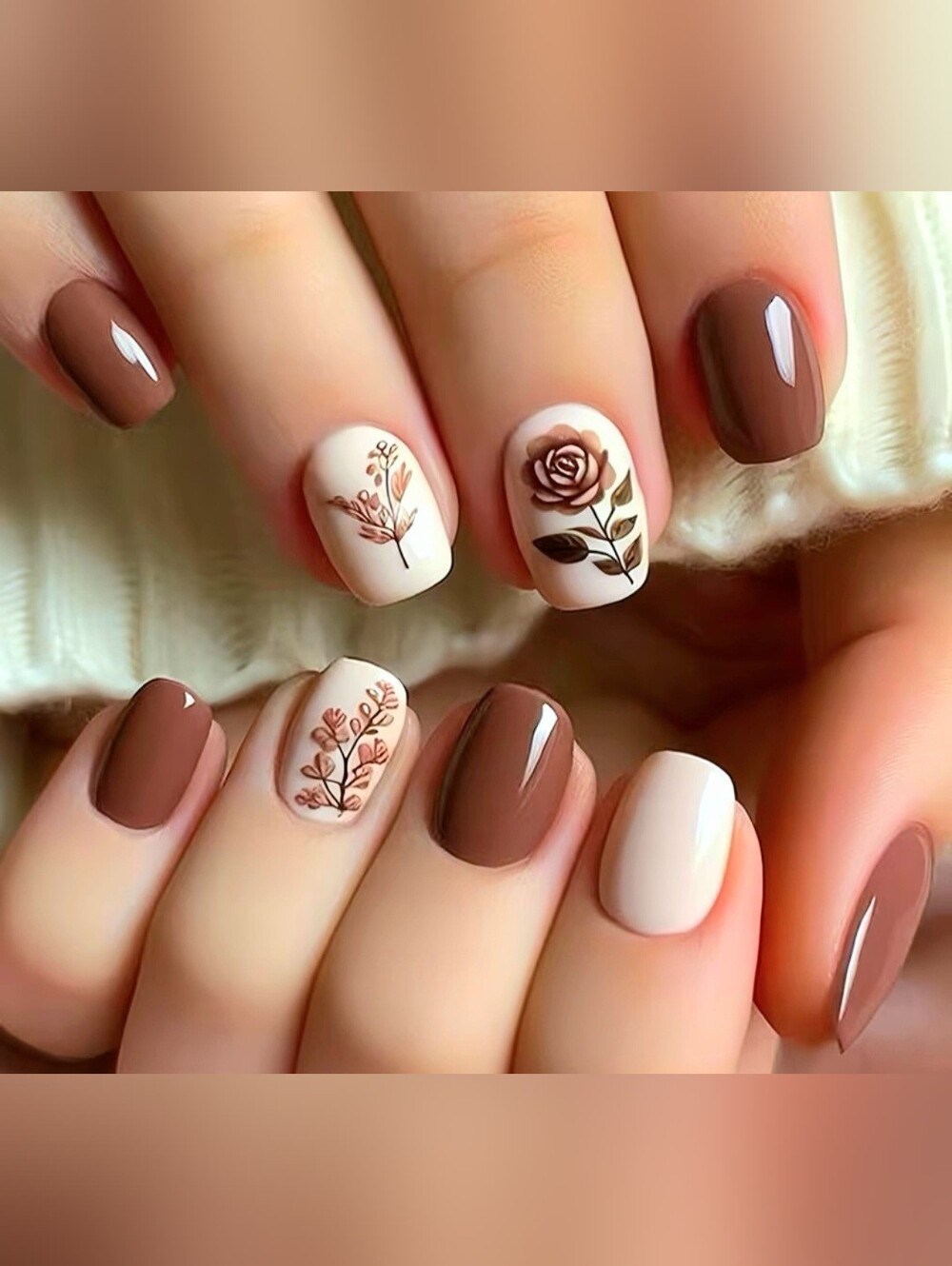 Press-on Antique Floral Design Nails NIP
